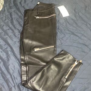 Leather zipper pants